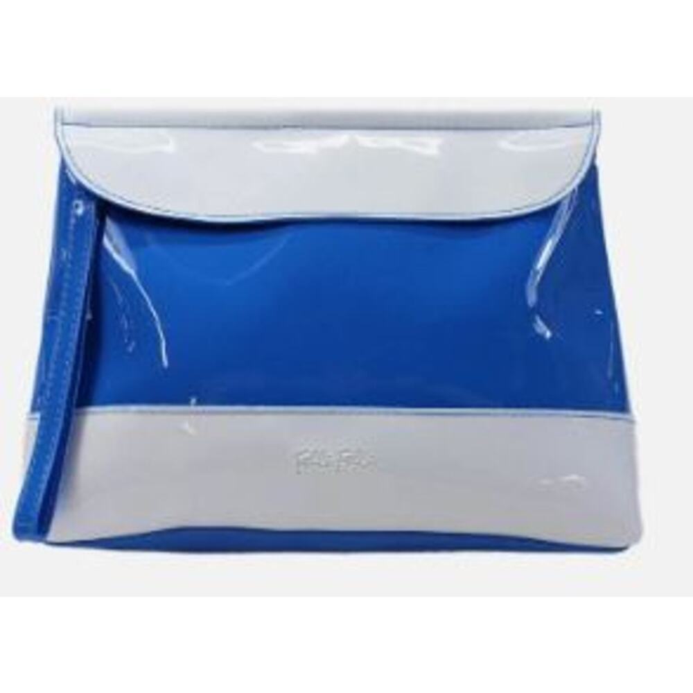 Folli Follie Womens Full Zip Cosmetic Bag Mini Pouch Blue White Colorblock